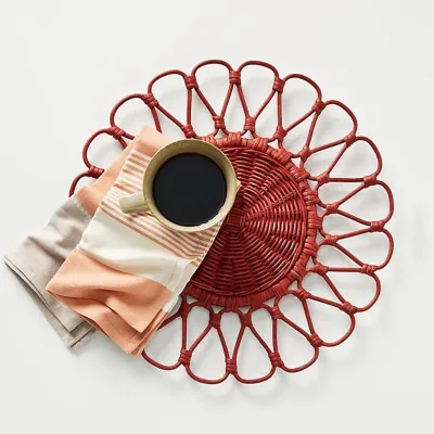 Wholesale Handwoven Classic Round Rattan Placemats with Scenic Pattern for Dining Table and Wedding Decor Eco-Friendly