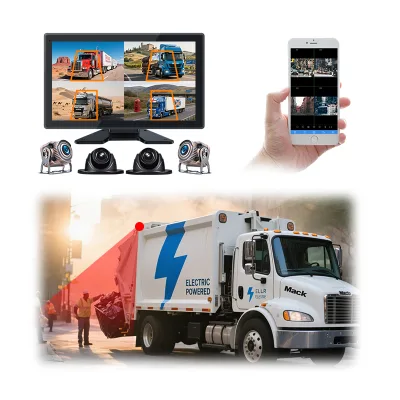 10.1 Inch Video Recorder System 4G GPS 1080P 4 Cameras 24V Truck DVR with AI BSD and Night Vision