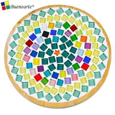 Round DIY Mosaic Bamboo Coaster Kits Diameter 15.5cm