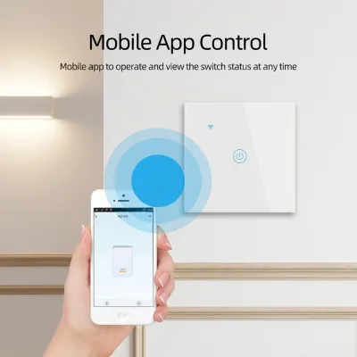 One Gang 10A Smart Switch with Glass Touch PC Material White/Black IP65 WiFi CE Certified