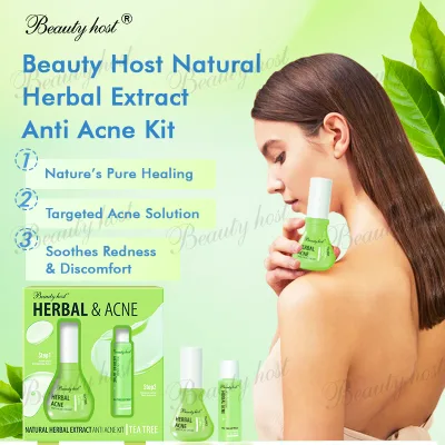 OEM/ODM Beauty Host Natural Herbal Extract Tranexamic Acid Anti-Acne Kit 2PCS Centella 50g Face Cream 15ml Roll-on Serum All