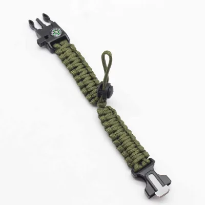 Umbrella Rope Nylon Bracelet Multifunctional Adjustable Strap (23-25cm) Outdoor Wristband Black/Green Camouflage 35g