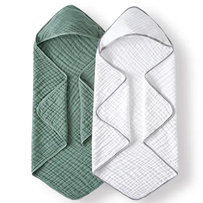 Hot-selling 6-layer Hooded Gauze Pure Cotton Bath Towel Cross-border Trade Swaddle Blanket Babies Newborns Maternity Wards