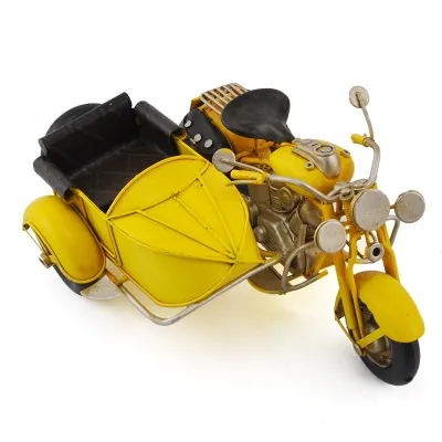 Vintage Metal Sidecar Motorcycle Model Iron Art Retro Motorbike Tabletop Decoration for Home Decor Gift