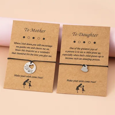 Mother Daughter Bracelets Set 2pcs Mommy and Me Matching Stainless Steel Love Heart Jewelry Gift Mother's Day Bracelet Gifts