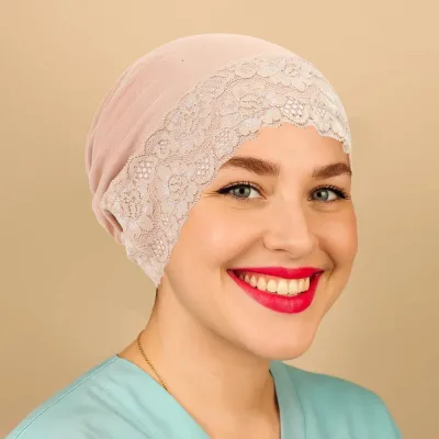 Exquisite Lace Patchwork Turban Hat for Women Soft & Breathable Lightweight Beanie for Daily