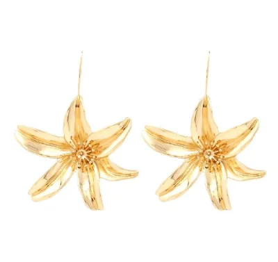 Latest Trend Flower Gold Earrings Drop Earrings for Ladies