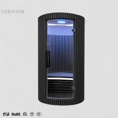 Easy Assembly Compact Round Hemlock Indoor Apartment Relaxation Health Detox Smart Touch Control Far Infrared Sauna Room