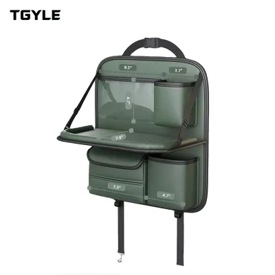 Foldable Car Back Seat Organizer, Portable Dining Table with Cup Holder & Food Tray for Vehicle Interior Storage