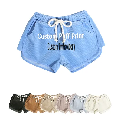 Best Sellers Summer Cool Baggies Elastic Waistband Corduroy Fabric High Top Breathable Short Pants for Baby Girls Hot Shorts