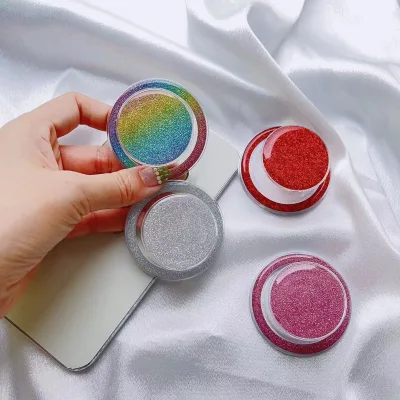INS Transparent Magnetic Paint Epoxy Gradient Glitter Folding Phone Desktop Stand