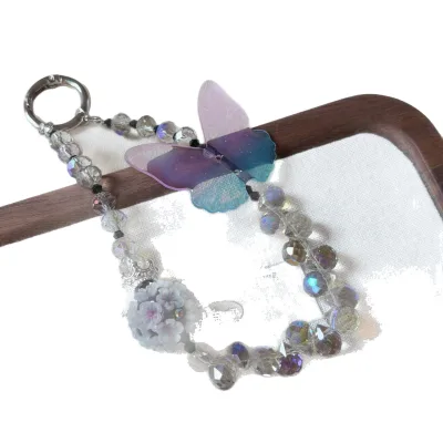 Crystal Beaded Mobile Phone Pendant Butterfly-shaped Mobile Phone Pendantnew Chinese Style Luxury High-end Elegant Bag Accessory