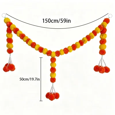 Wedding and Day of the Dead Marigold Garland Artificial Flowers Plastic Holiday Decoration