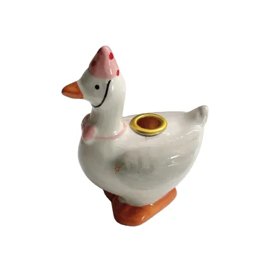 Porcelain Ceramic Animal Shape Candle Holder,Pink Goose Cake Topper