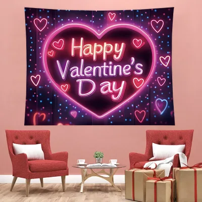 Valentine's Day Theme Love Heart Party Decor Backdrop Love Heart Rose Flower Photography Background for Wedding Bridal Party