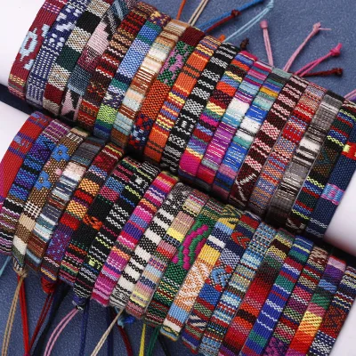 Boho Bohemia Handmade 1PC Adjustable Ethnic Multicolor String Braided Friendship Bracelets 16cm-26cm Long Tassel Shape Charm