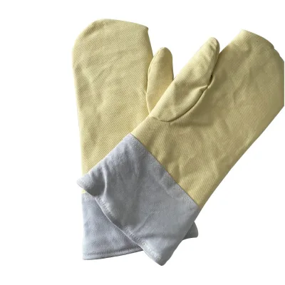 Flame Retardant Thickened Inner Welding Gloves Heat High Temperature Resistant 500 Degrees Two-Finger Labor Gloves