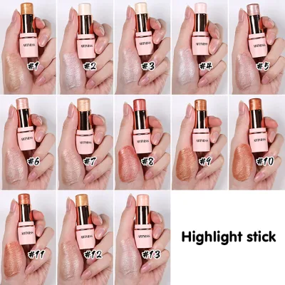In Stock 13 Colors Shimmer Highlighter Stick Waterproof 16H Long Lasting Face Body Illuminator Maquillaje Maquiagem