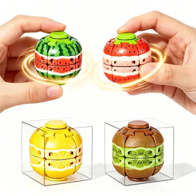 Feeron 3D Printed PETG Fruit Fidget Spinner Stress Relief Ball Press Spin Squeeze Anxiety Relief Office Desk Toy for Kids Adults