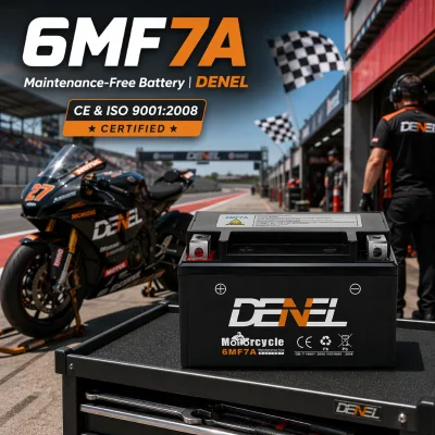 DENEL 6MF7A 7AH Sealed MF Acid Battery Zero Electrolyte Volatilization All Weather Storage Off-Road Touring Motorcycle Battery