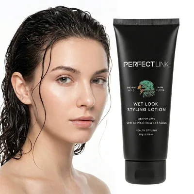 Private Label Organic Herbal Lightweight Moisturizing Volumizing Wet Look Shine Strong Hold Wave Hair Styling Lotion
