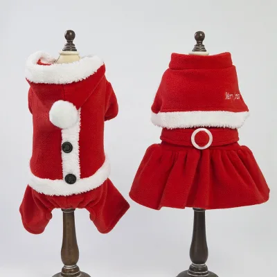 2020 New Christmas Pet Clothes Outfit New Year Teddy Chihuahua Pet Dog Clothes High Quality Warm Christmas Dog Dress Clothes