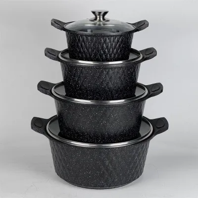 8-Piece Aluminum Bottom Diamond Shape Cookware Set Eco-Friendly Metal Customized for Home Cooking Ollas De Cocina
