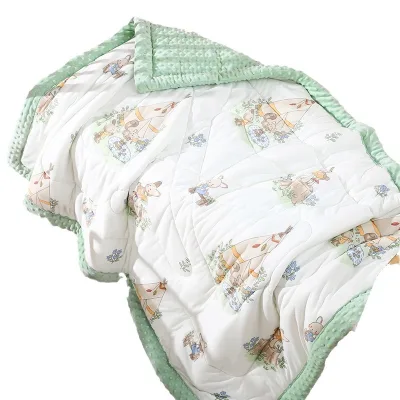 Minky Baby Blanket for Boys Girls Neutral Soft Lightweight Micro Fleece Blanket with Dotted Backing