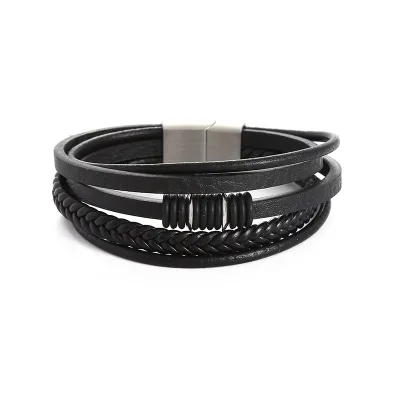 European and American Men's Stainless Steel Braided Wristband