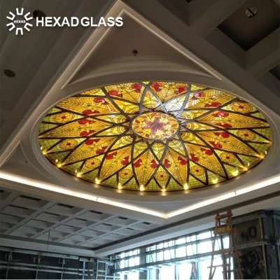 Customized Solid Structure Multicolor Stained Glass Dome Skylight for Dining Ceiling Panels Window Roofing Profile