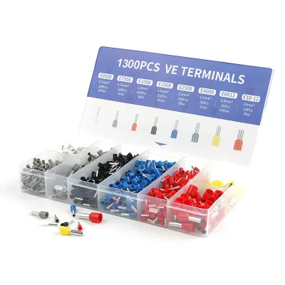 1300PCS Brass/Copper Tin Plated Crimp Terminals VE Tube Insulated Connectors for Automotive & Industrial Use