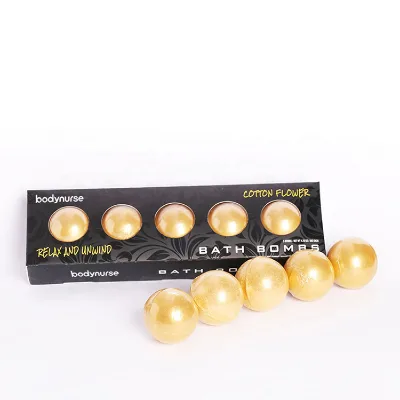 Oem All Natural Essential Oil Bath Spa Gift Set With 5pcs Gold Bath Bombs