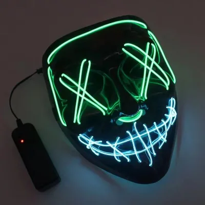 Halloween Ghost Festival Cold Light Mask 10 Colors Available Horror Glow Neon Mask Anonymous Luminous LED Masks for Unisex