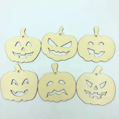 New Hand-Painted Wooden Pumpkin Pendant Halloween Decoration Supply Hanging Card-Wood Chips Sign for Home Decoration