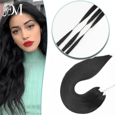 Factory Natural Skin Weft Hair Extension Double Line Tip Cotton Thick End Twin Feather  Bonded  Virgin Human  Hair Extension