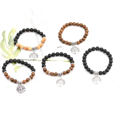 Beaded Bracelet Yoga Volcanic Healing Energy Lava 7 Chakra Essential Oil Diffuser Volcanic Stone Bracelet