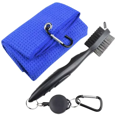 Wholesale Golf Club Cleaning Set With Double Side Golf Club Cleaning Brush and 40 * 60CM Golf Microfiber Waffle Sports Towel