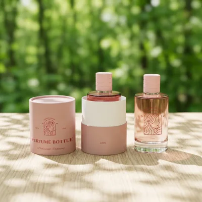 Pink Straight Tube Perfume Bottle Box Matte Paper Packaging Cylindrical Paper Tube Pink Perfume Packaging Box with Custom Logo