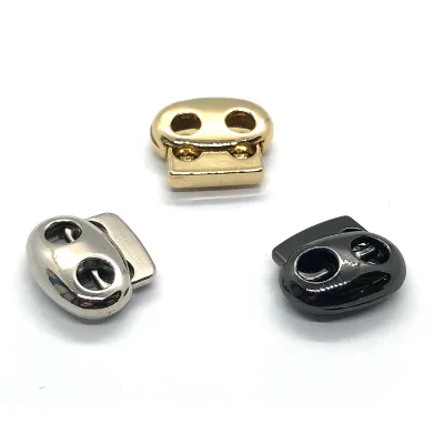 High Quality Custom Cord Stopper Metal Oval 2 Holes Drawstring Metal Cord Lock Stopper for Garment
