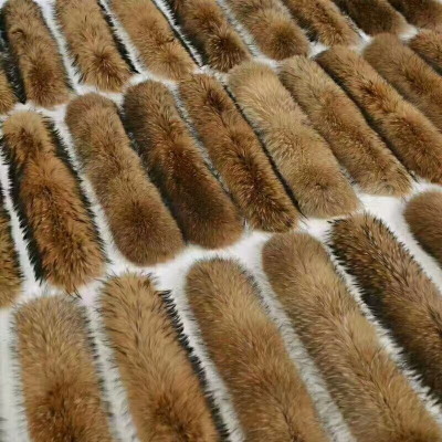 Winter Men Women Finland Style Raccoon Fur Strip Brown Raccoon Hair Trimming for Hood Fur Collar