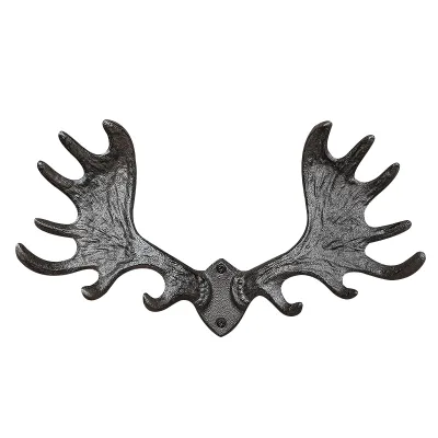 Vintage Cast Iron Antler Hooks - Wall Hanging Decor for Home, Bar, and Cafe