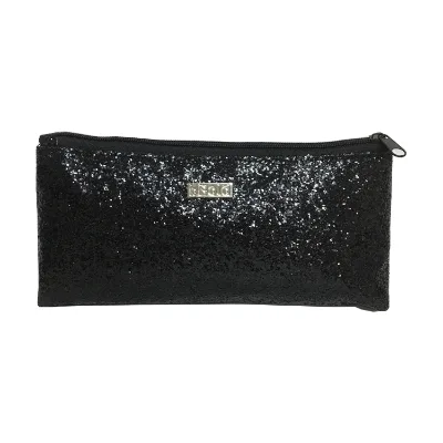 Factory Custom Glitter Zippered Pouch Black Cosmetic Storage Pouch Bag Glitter Zipper Pouch