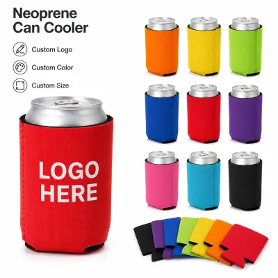 12oz Neoprene Can Cooler Sleeve - Reusable Insulated Cup Cover for Soda & Beer - Collapsible Beverage Holder with Custom Logo