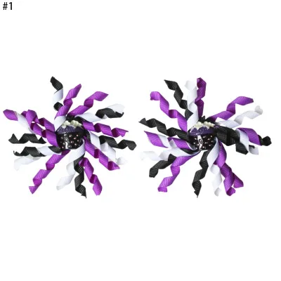 Popular Halloween Pair of Curly Band Hair Clips Multi-Color Curly Band Halloween Hair Accessories for Children