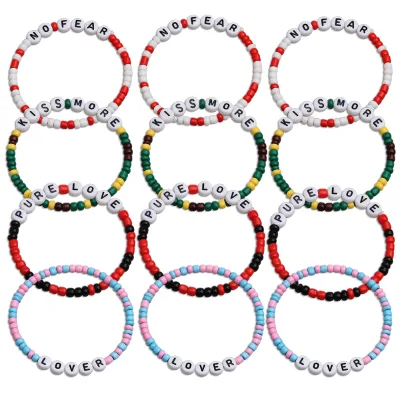 Customized Boho 1989 Taylor Glass Friendship Bracelet for Women Handmade Polymer Clay Beads Popular Letter Name Trendy Style