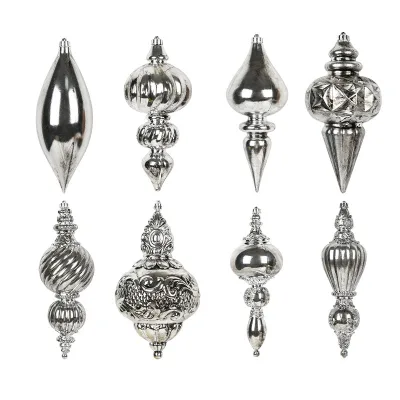 Silver Antique Gourd Ball Charm Large Retro Christmas Tree Scene Pendant Hanging Ornament for Holiday Decorations
