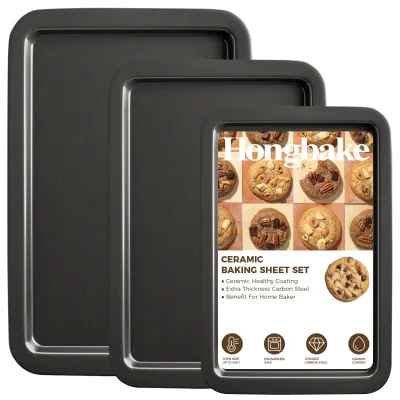 Carbon Steel Baking Tray Set with 3 and a Half Packs Baking Tray Wider Grip Baking Tray Set for Advanced Dishwasher Safety