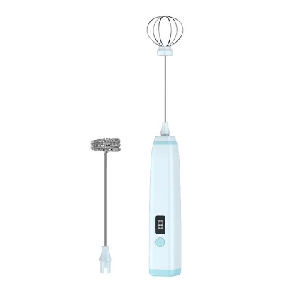 Electric Mini Handheld Milk Frother Plastic Stainless Steel Digital Control USB One-Touch Operation Household Baking Cream