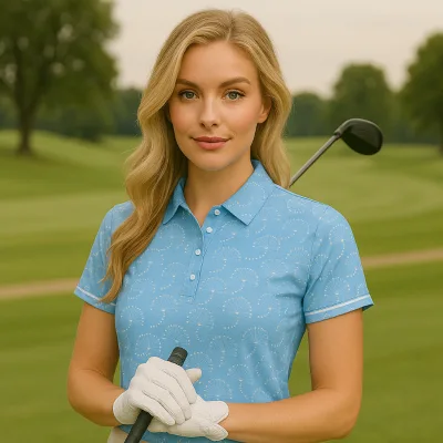 Custom logo logo Performance Women's Slim-fit Polyester Spandex Digital Printed Golf Tee Shirt for Women
