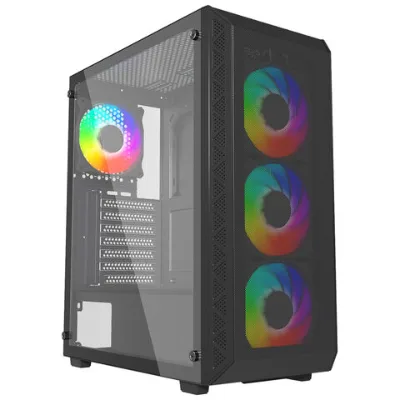 Powercase New Design Gamming computer case Tempered Glass Desktop Computer Case Large Storage PC Casse pc Cabinet